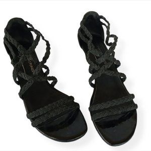 Black Strappy Heels Patent Open Toes Runa Donald J Pliner Shoes Size 7 Womans